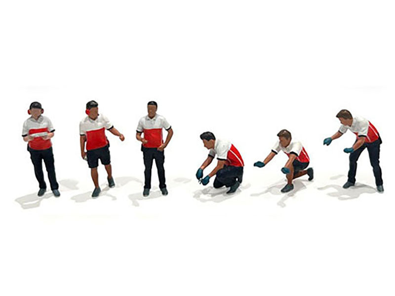 1/64 Scale American Diorama Race Crew 6-Piece Diecast Figure Set - Limited Edition of 3600 Worldwide - Perfect for Model Car Displays & Racing Dioramas