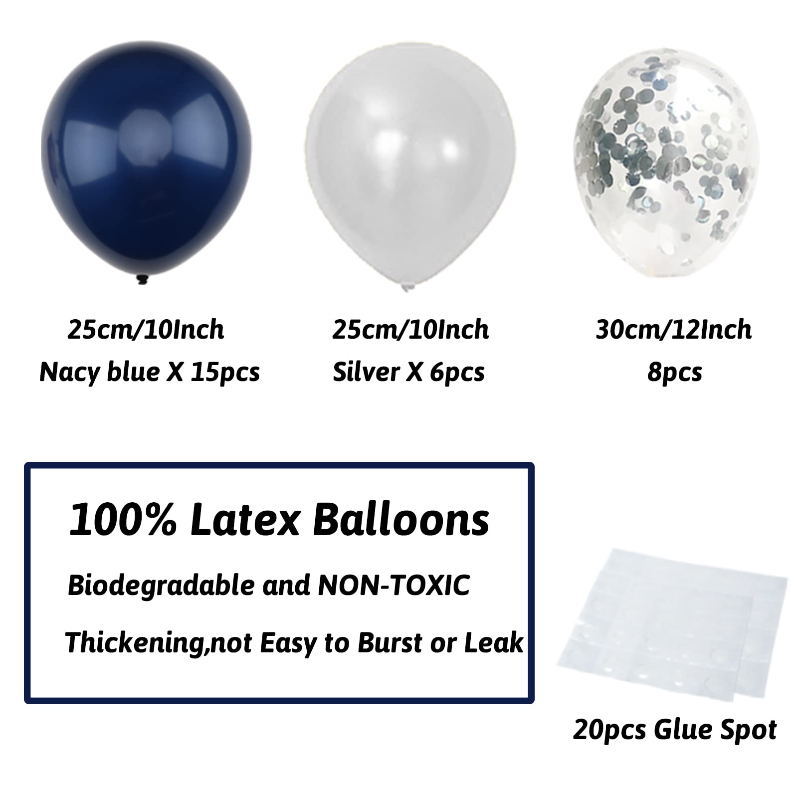 Navy Blue Birthday Party Decorations for Men, Women, Boys & Girls - Happy Birthday Banner, Pom Poms, Foil Balloons & Curtains - Perfect for Adult Birthday Parties, Baby Showers & Anniversary Celebrations