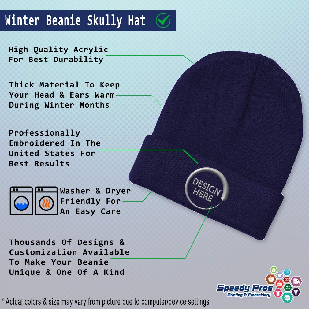 Custom Embroidered Beanies for Men & Women - Winter Skull Cap with Santa Monica California Beach Design - One Size Fits All - Perfect for Skiing, Snowboarding & Cold Weather Activities