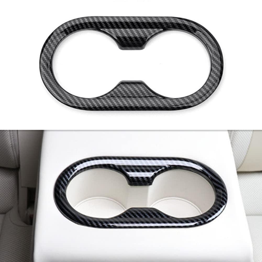 Carbon Fiber Rear Seat Cup Holder Cover Panel Trim for 2022-2023 Genesis GV60 - Premium Interior Accessories for Car Organization & Stylish Protection