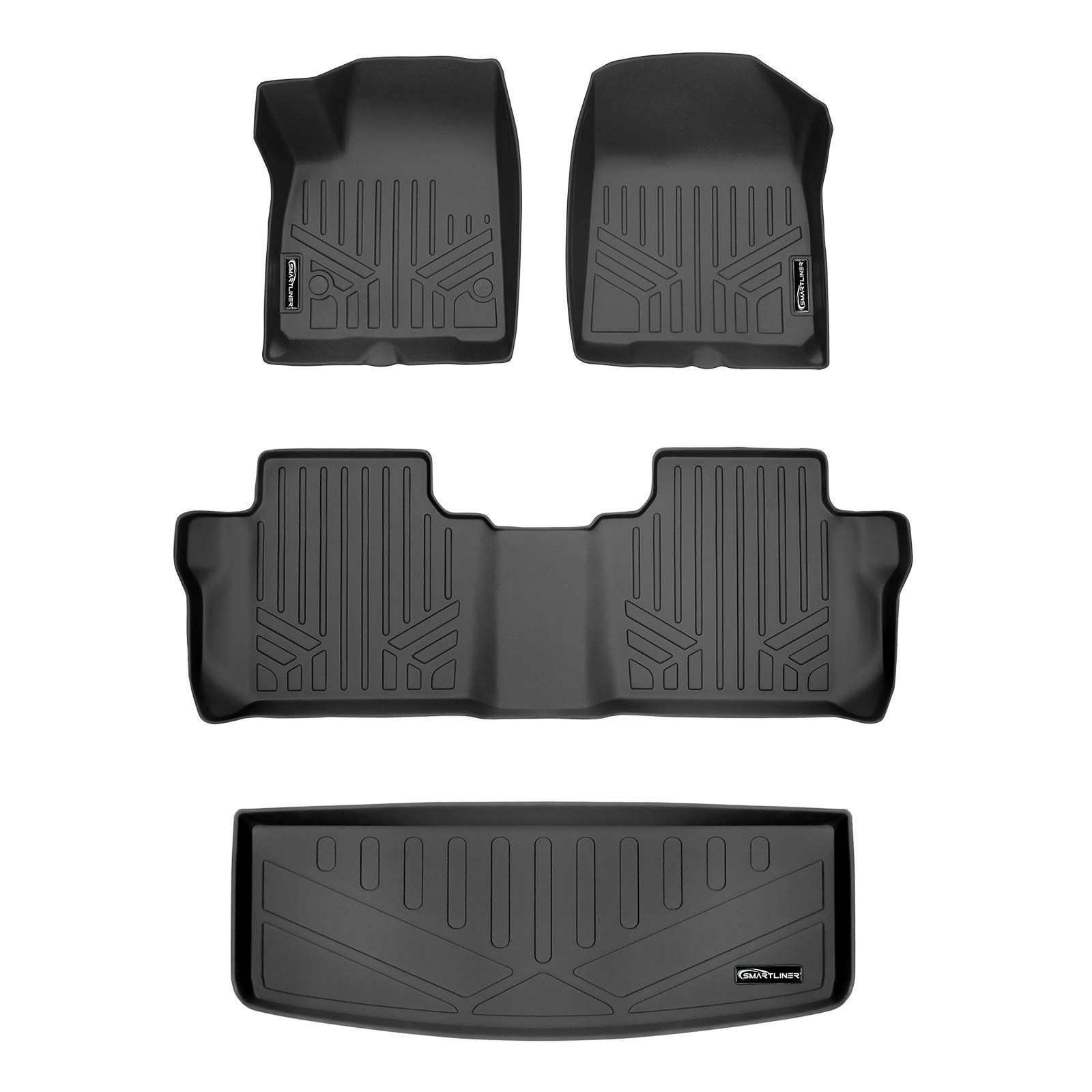 Premium SMARTLINER Custom Fit Floor Mats & Cargo Liner Set (2 Rows + Behind 3rd Row) - Black - Perfect for 2020-2023 Cadillac XT6 with 2nd Row Bench Seat - All-Weather Protection for SUVs, Road Trips & Family Adventures