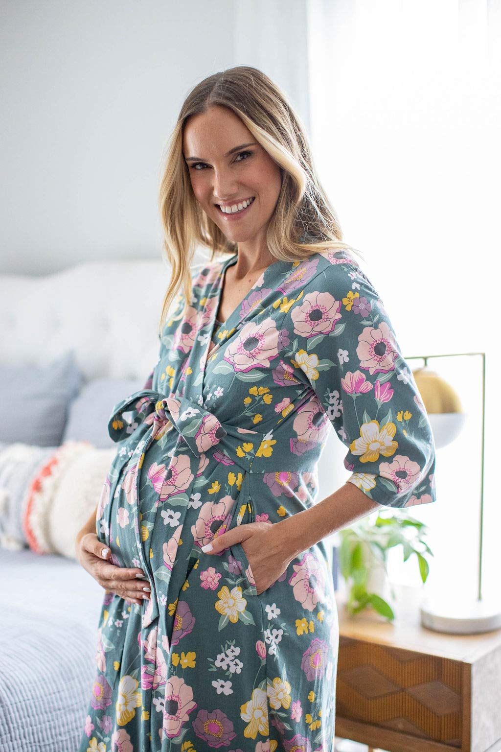 Baby Be Mine Maternity Nursing Robe - Soft Labor Delivery Hospital Gown for Breastfeeding Mothers | Perfect for Hospital Bag Essentials & Postpartum Recovery