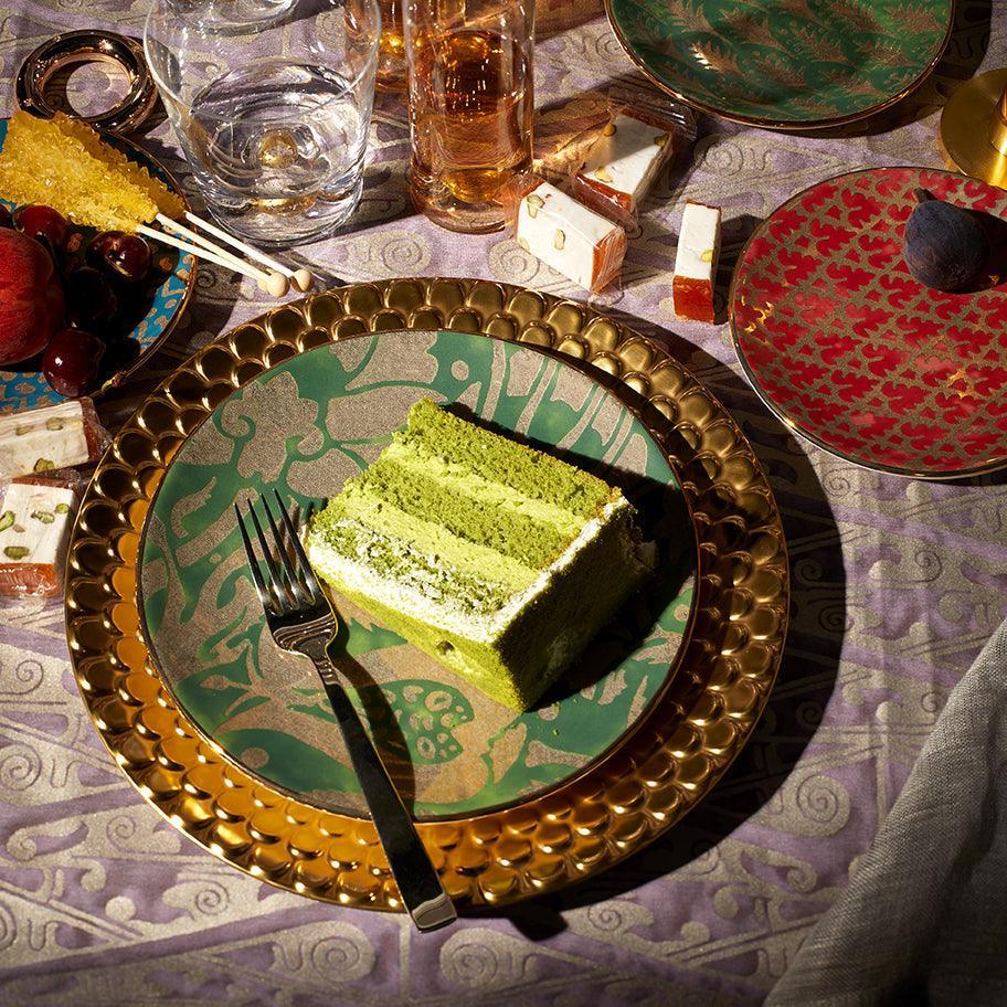 Fortuny Melagrana 4-Piece Dessert Plate Set - Elegant Porcelain Plates for Cake, Pastry & Dessert Serving - Perfect for Dinner Parties, Tea Time & Special Occasions