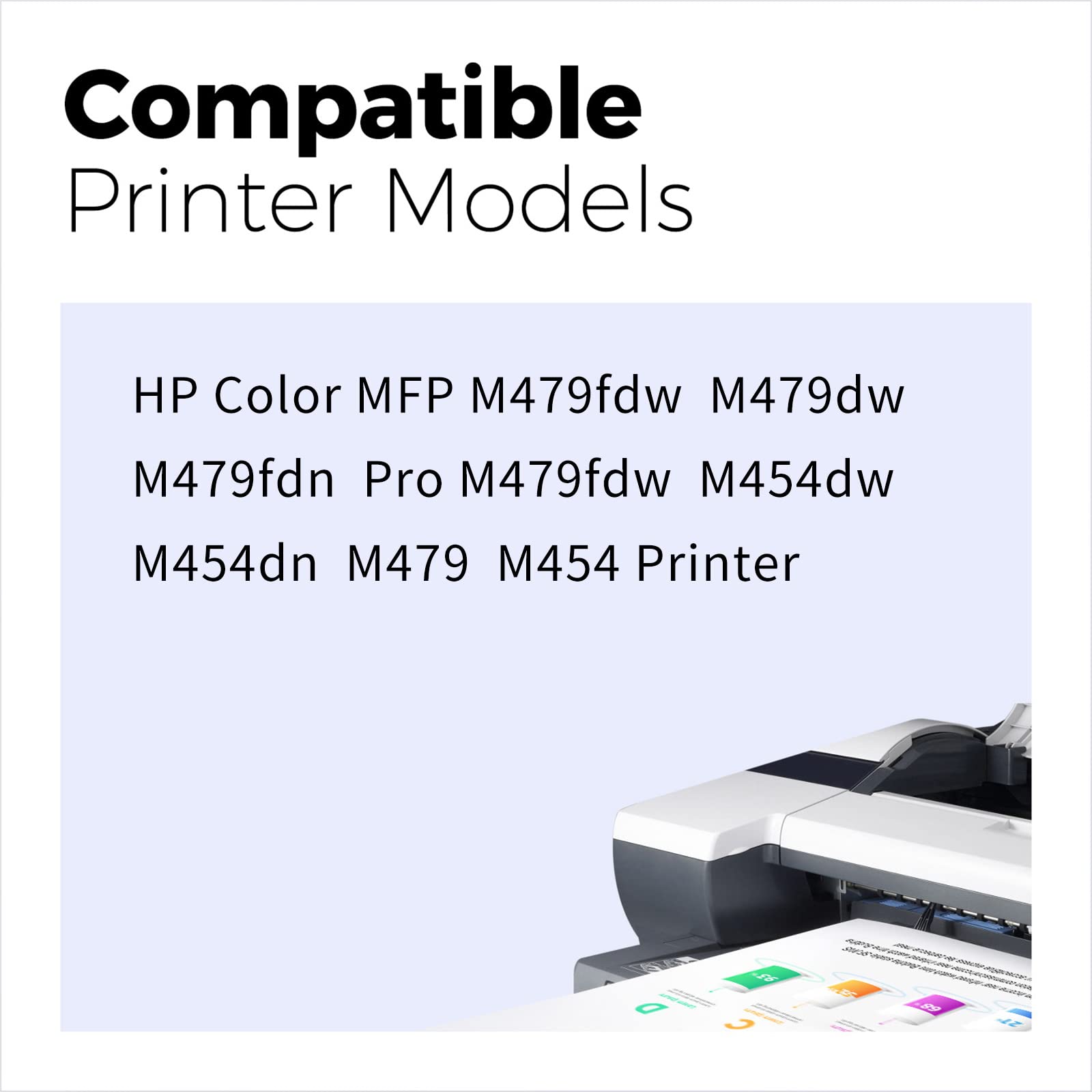 myCartridge 414A Toner Cartridges 4 Pack (with Chip) - Compatible Replacement for HP 414A/414X/W2020A - Works with HP Color Pro MFP M454dw, M479fdw, M479fdn, M454dn Printers - High Yield Printing for Office & Home Use
