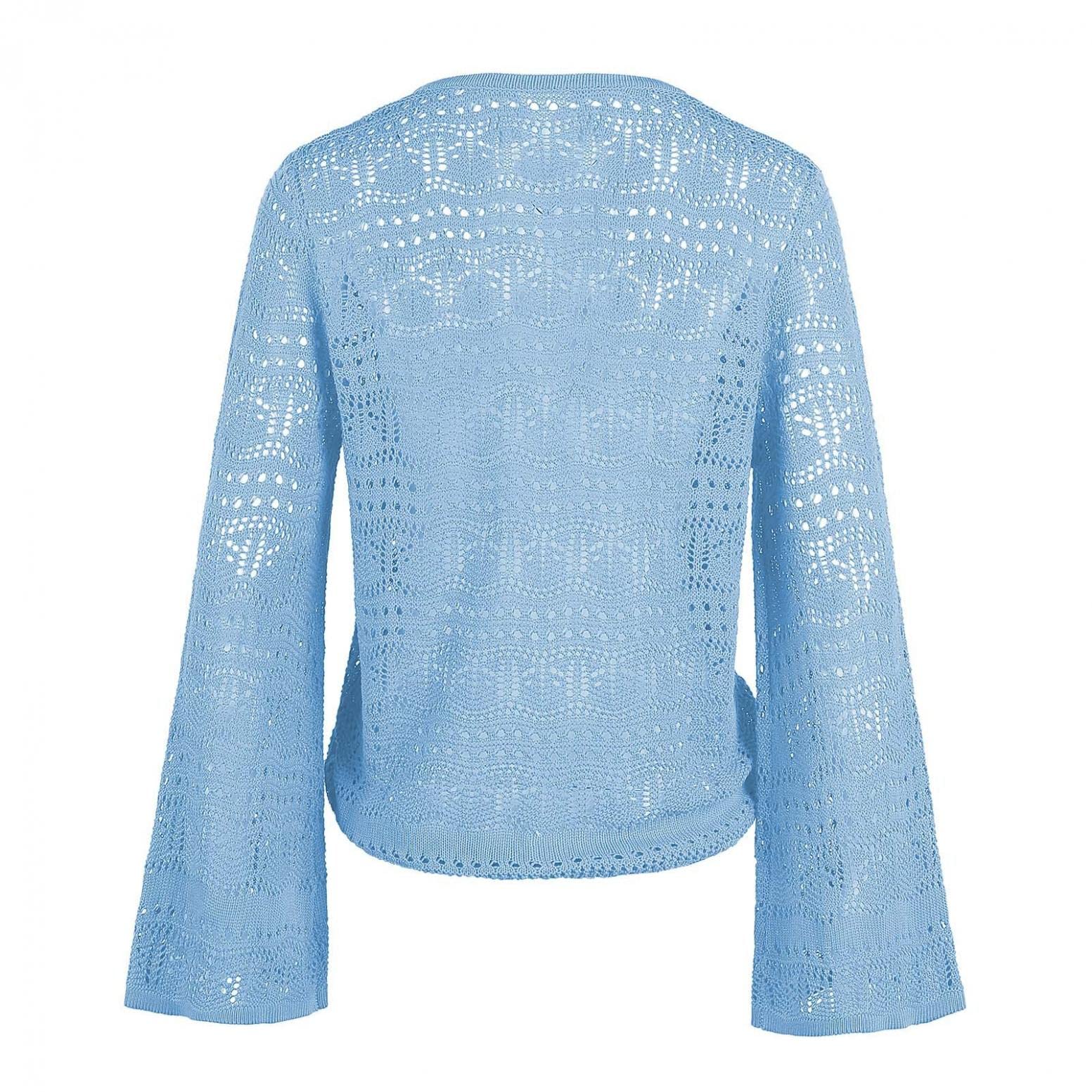 Boho Off Shoulder Sheer Crop Top for Women - Bell Sleeve Flowy Oversized Slouchy Crochet Ruched Pullover Sweater | Perfect for Beach, Music Festivals & Summer Outfits