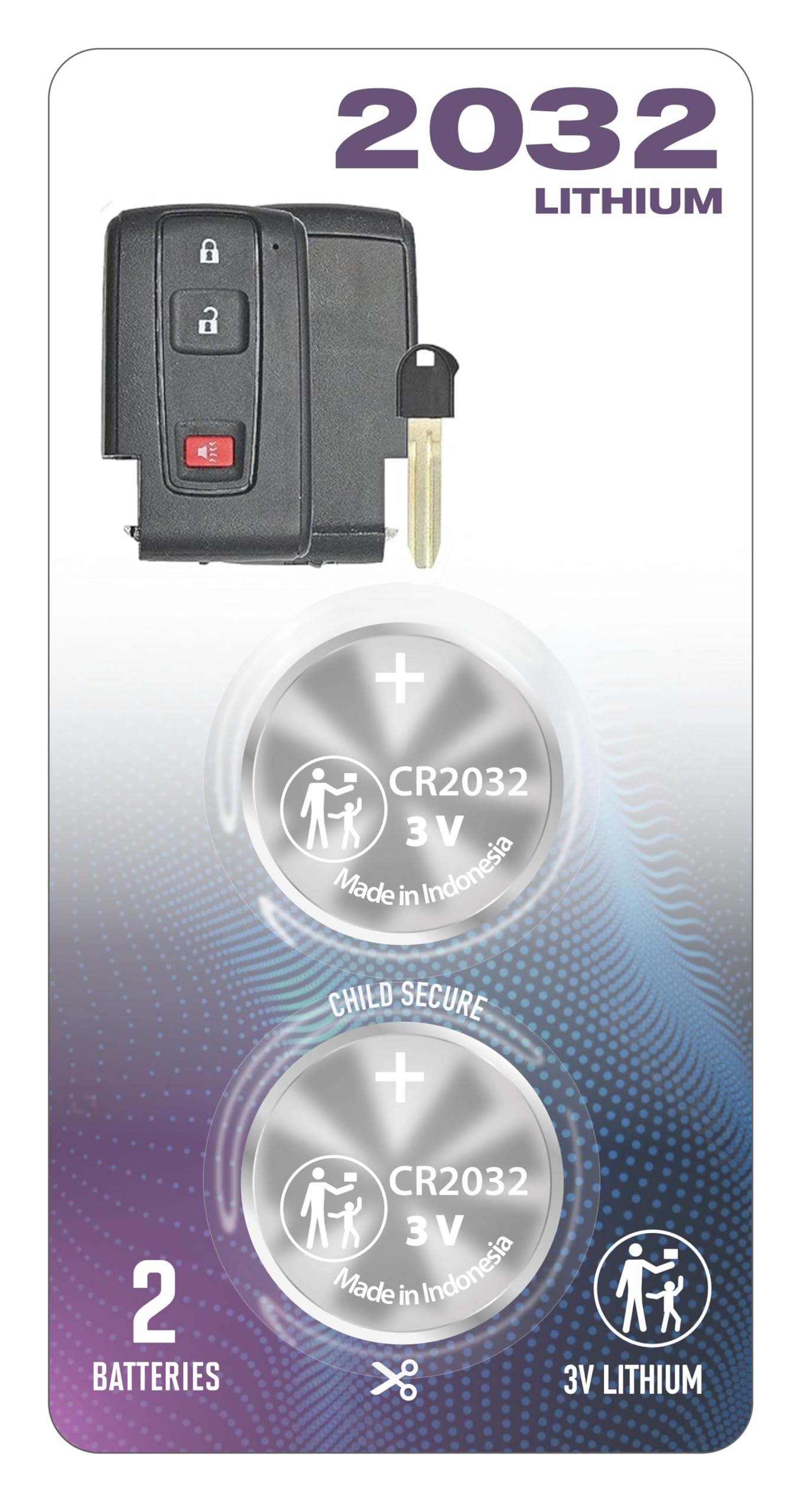 (2 Pack) CR2032 2032 Lithium Battery for Toyota Prius Smart Key Fob (2004-2009) - Compatible with Remotes FCC ID: MOZB31EG, MOZB21TG - Perfect for Keyless Entry & Car Remote Replacement