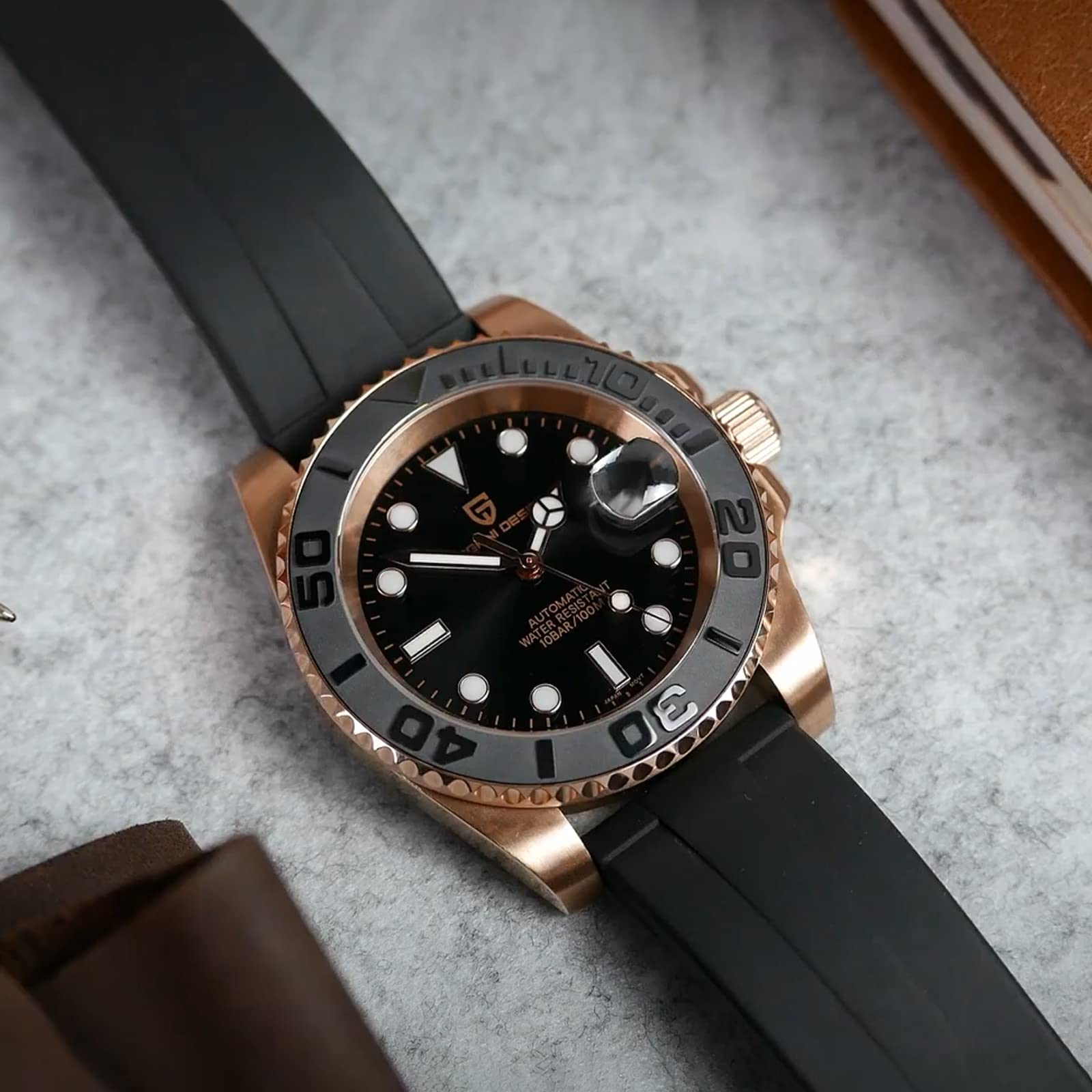 Pagani Design Automatic Men's Watch NH35 Mechanical 100M Waterproof for Yachting & Diving