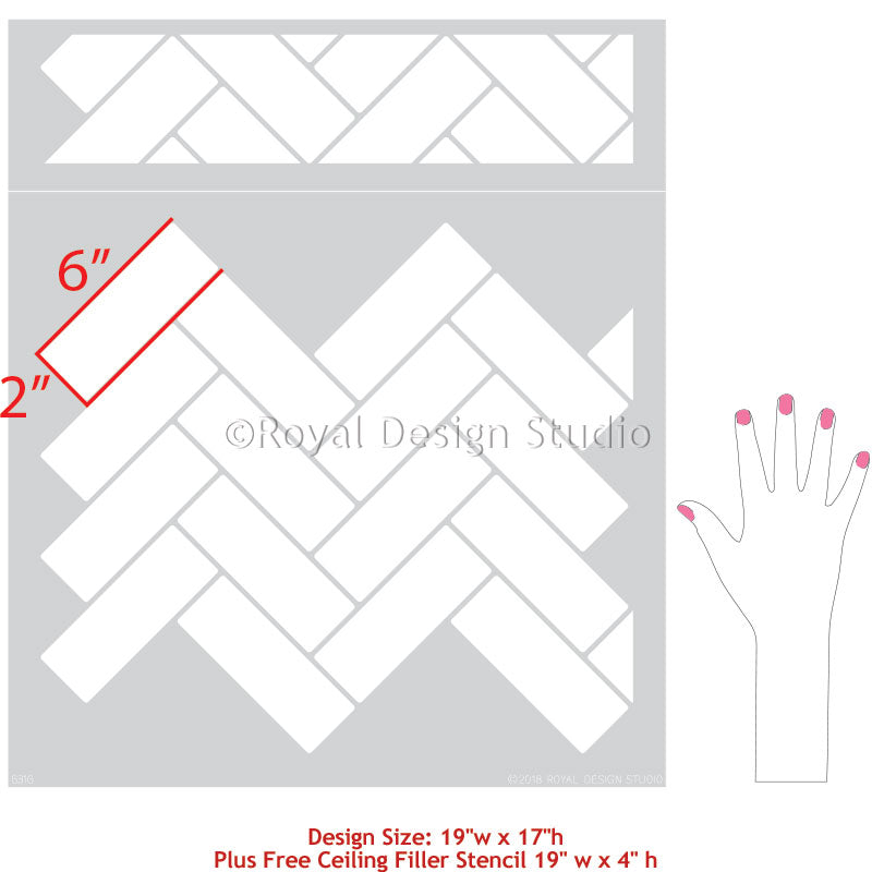 Premium Subway Tiles Herringbone Pattern Wall Stencil - DIY Home Decor for Kitchen Backsplash, Bathroom & Accent Walls