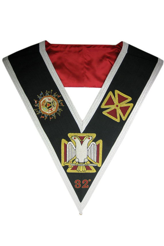 32nd Degree Scottish Constitution Masonic Collar - Hand Embroidered Freemason Regalia for Rituals & Ceremonies