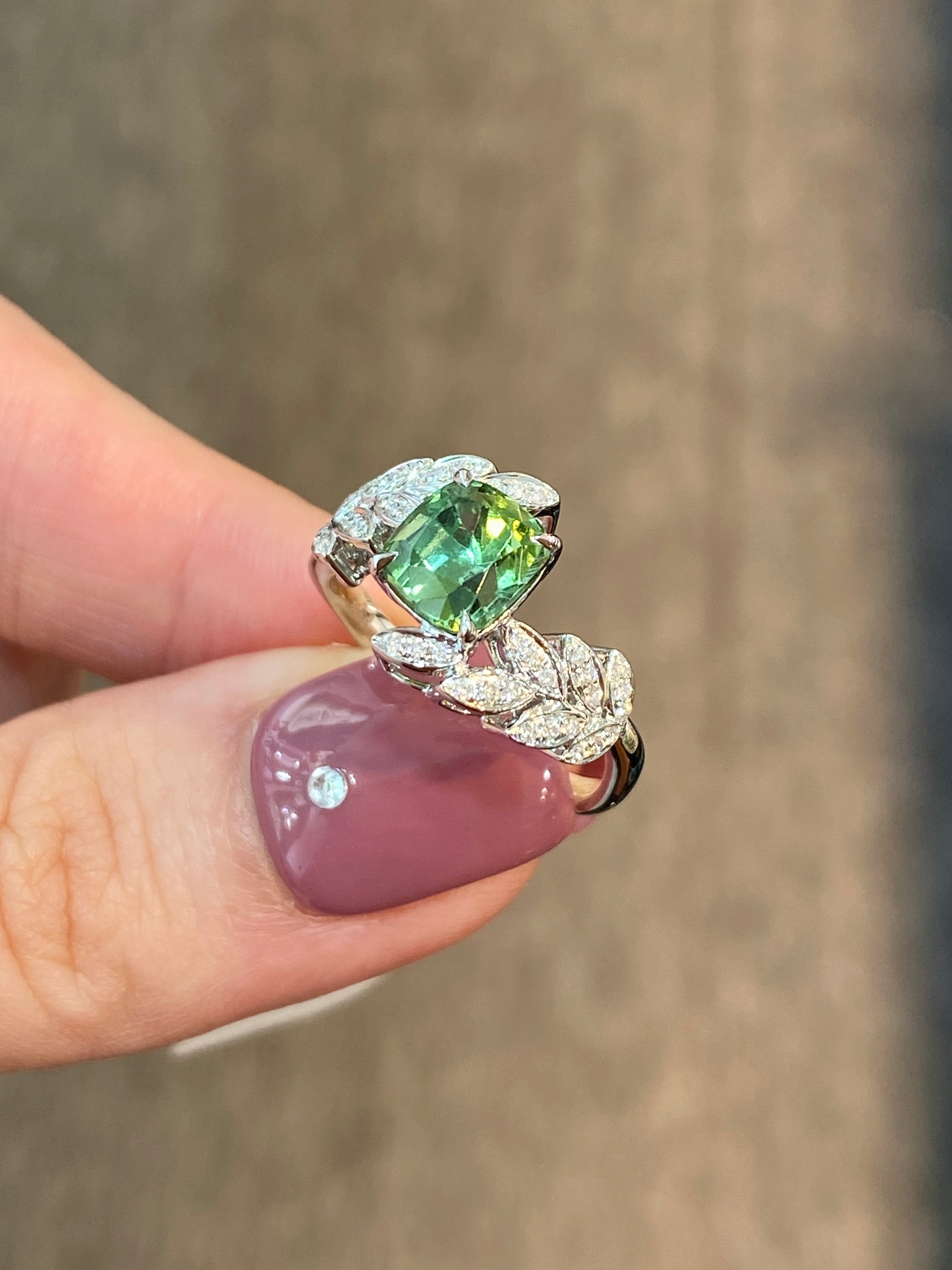 Natural Green Tourmaline Ring 1.97ct - Genuine Gemstone Jewelry for Women, Elegant Birthstone Gift for October - Perfect for Weddings, Anniversaries & Special Occasions