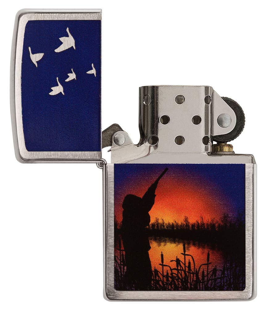Zippo Sunset Pond Pocket Lighter - High Polish Chrome Finish | Windproof Refillable Metal Lighter for Camping, Hiking & Outdoor Adventures