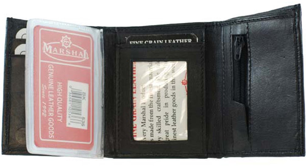 Premium Genuine Leather Tri-Fold Men's Wallet with Zipper - RFID Blocking, Multiple Card Slots & ID Window - Perfect for Travel, Business & Everyday Use