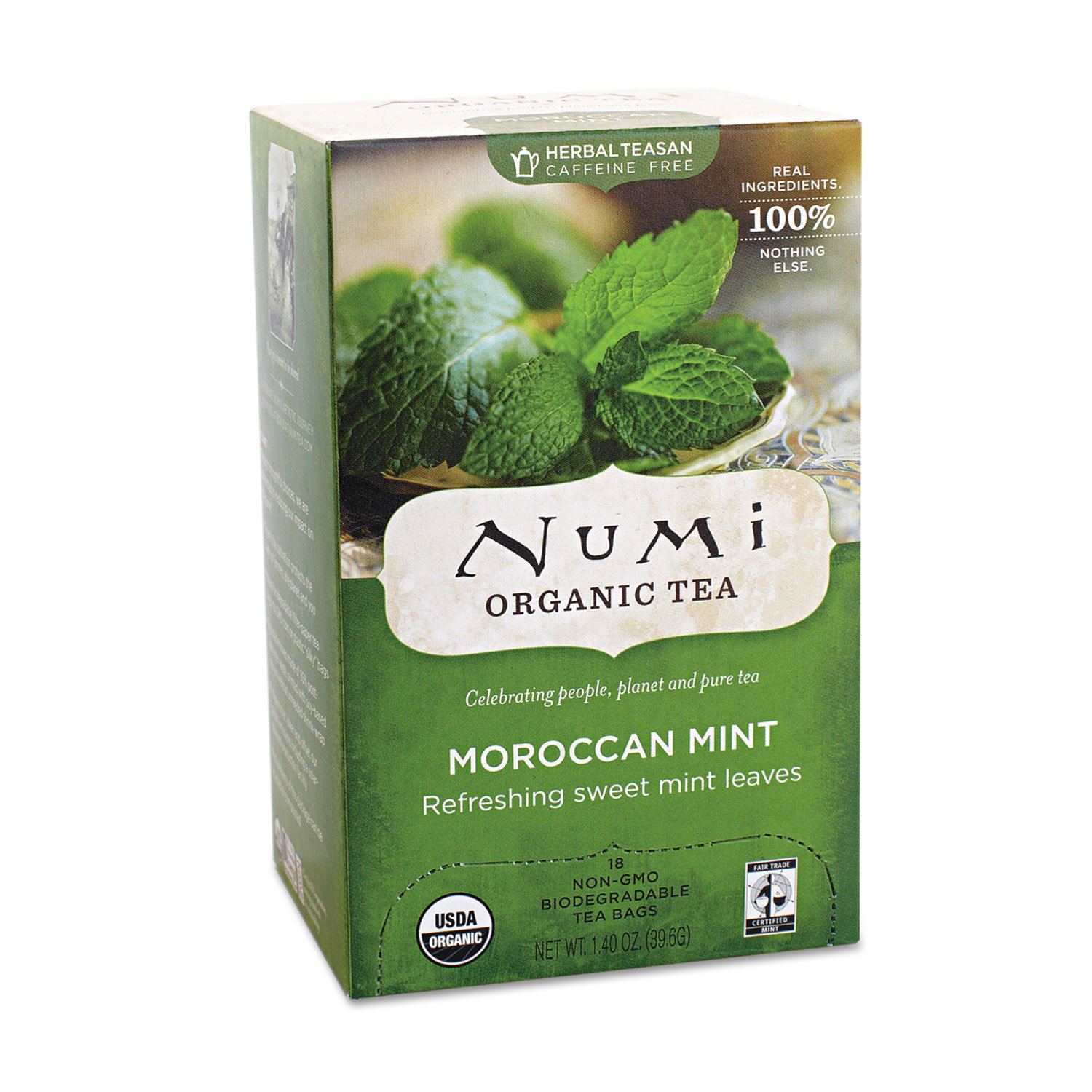 NUMI Organic Simply Mint Moroccan Tea Bags - 18 Count | Caffeine-Free Herbal Tea for Relaxation & Digestion | Perfect for Afternoon Tea Time or Evening Wind Down