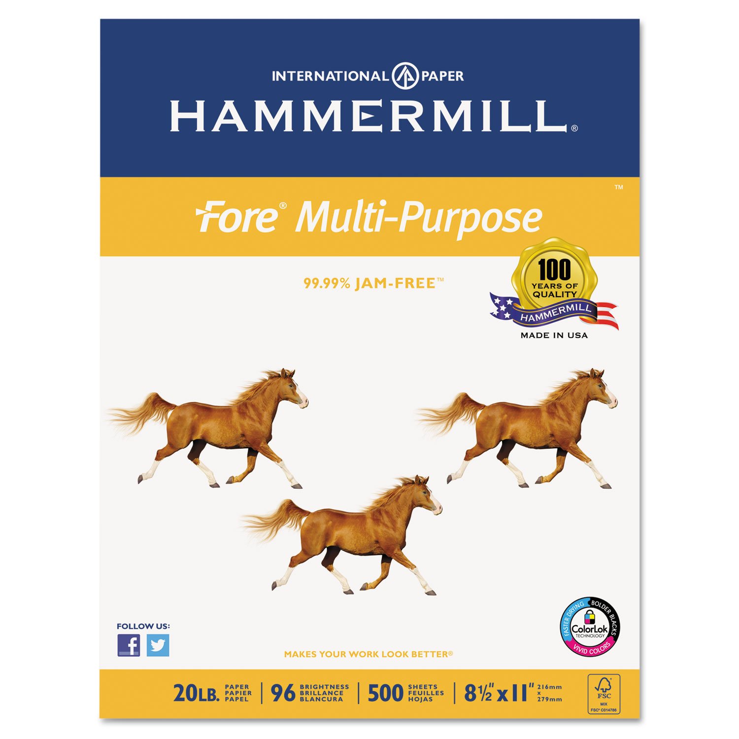 Hammermill 103267 Fore MP Multipurpose Copy Paper - 96 Brightness, 20lb, 8.5x11 Inches, White, 5000 Sheets per Carton - Perfect for Office Printing, School Projects & Home Office Use
