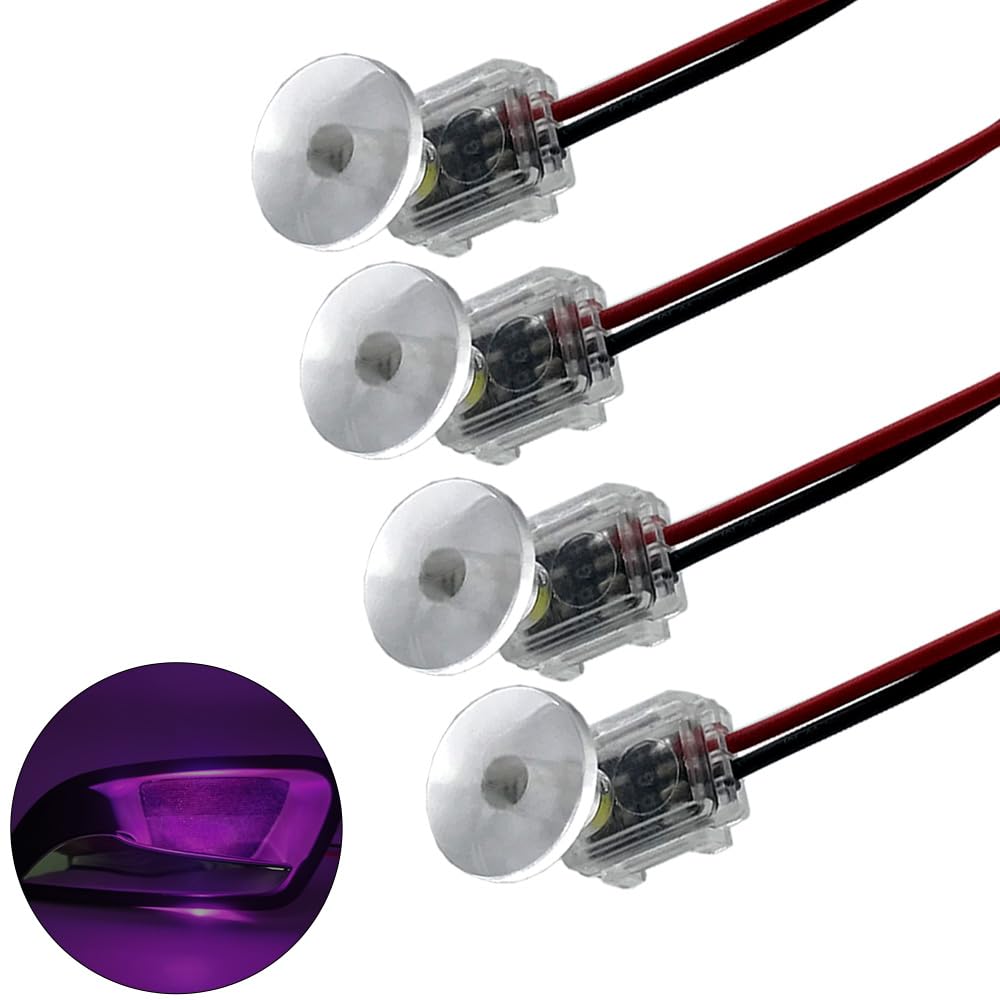 4pcs Pink LED Interior Car Door Lights - Door Panel Courtesy Warning Lamps for Car Atmosphere Lighting | Perfect for Small Cars, SUVs, MPVs, Golf Carts, Snowmobiles & Boats | Enhance Nighttime Visibility & Interior Ambience