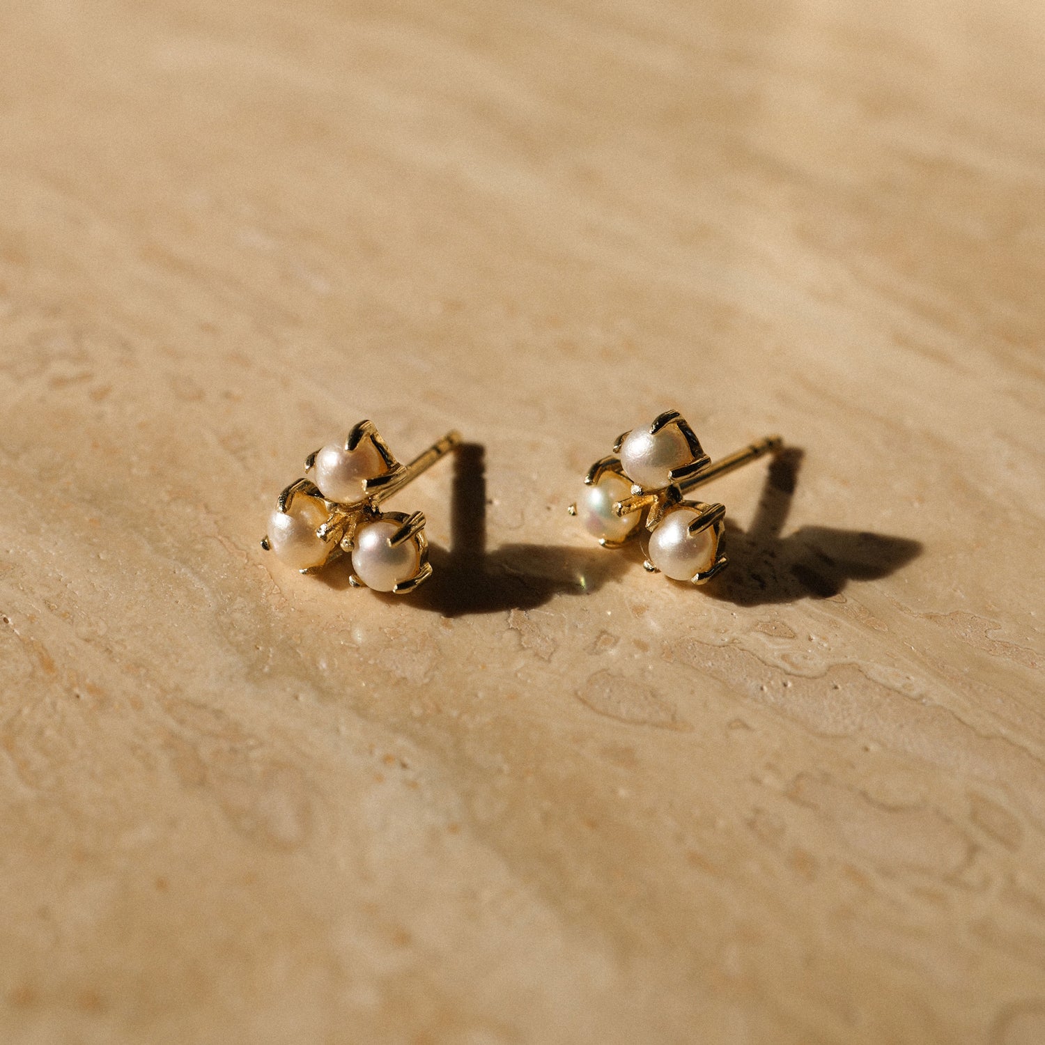 Elegant Trio Pearl Stud Earrings for Women - 14K Gold Plated Classic Jewelry Gift for Her - Perfect for Weddings, Parties & Everyday Wear