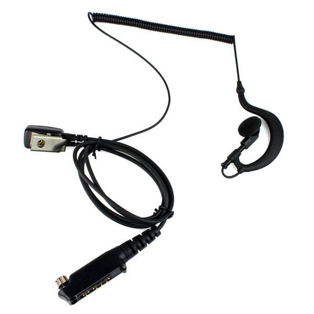 G-Shaped Microphone Headset with In-Line PTT for Walkie Talkie Radio - Compatible with Sepura STP8000 & STP9000 - Perfect for Security, Construction & Emergency Communication