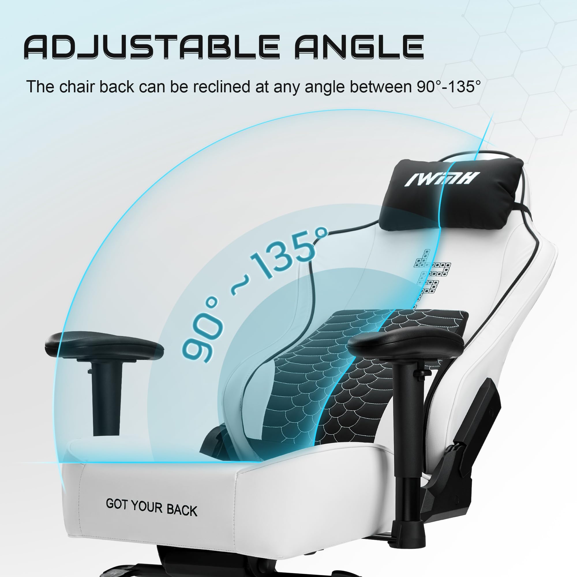 Ergonomic Gaming Chair with Lumbar Support - High Back Office Computer Chair for Adults & Teens, Swivel Rolling Desk Chair with Headrest, 450 lbs Weight Capacity (White) - Perfect for Home Office, Gaming Setup & Workstation