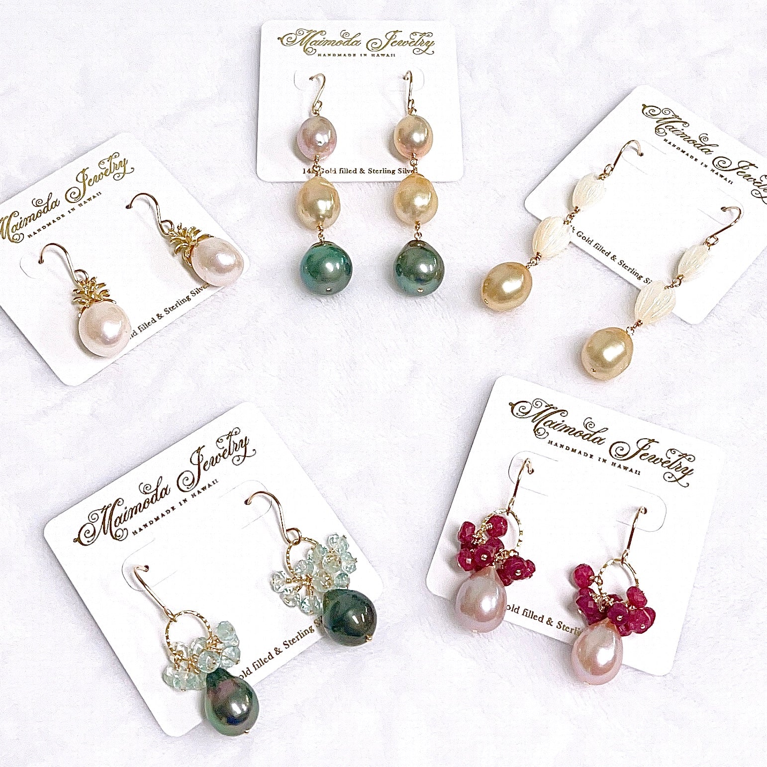 Exquisite Pikake Dangle Earrings with Genuine Gold South Sea Pearls (E615) - Perfect for Weddings, Parties & Special Occasions