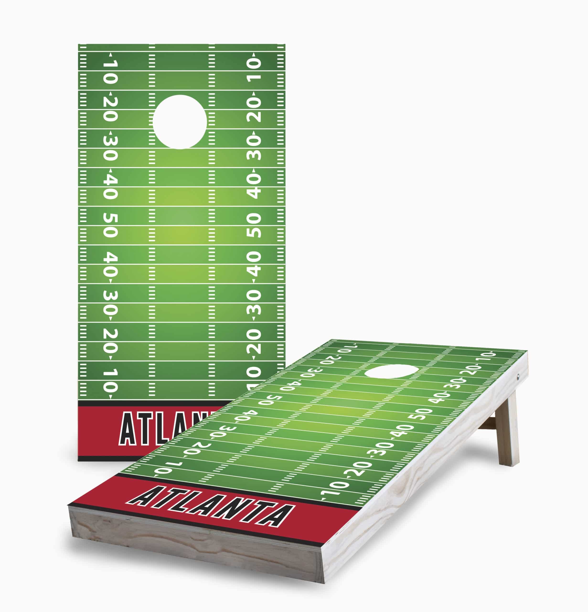Atlanta Themed Cornhole Game Set with 2 Boards & 8 Bags - Premium Outdoor Lawn Game for Backyard, Tailgating, and Parties - Perfect for BBQ, Camping, and Family Gatherings