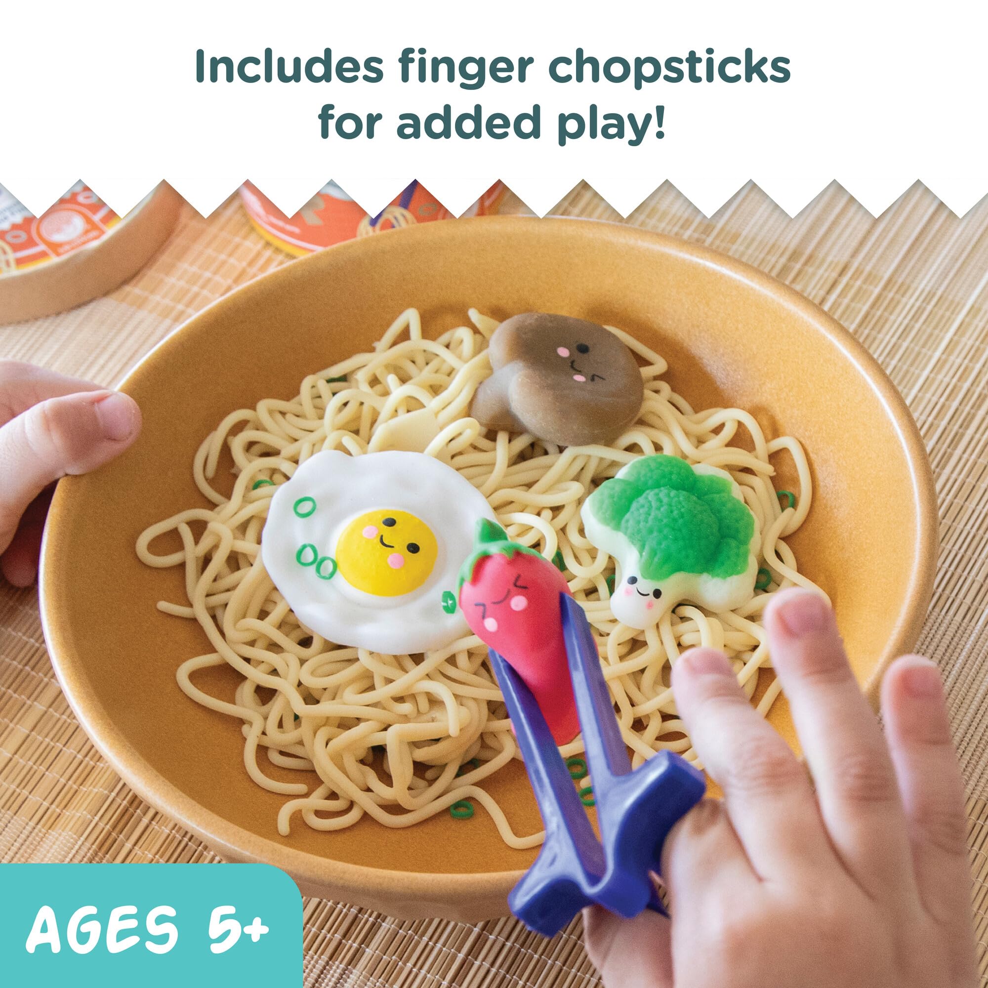 MindWare Foodie Fidgets Set - 3 Pack Squishy Sensory Toys (Ramen Noodles, Bao Bun, Dumplings & Sushi Tray) for Stress Relief - Fun Fidget Toys for Kids & Adults - Perfect for Anxiety Relief, Office Desk & Classroom Focus
