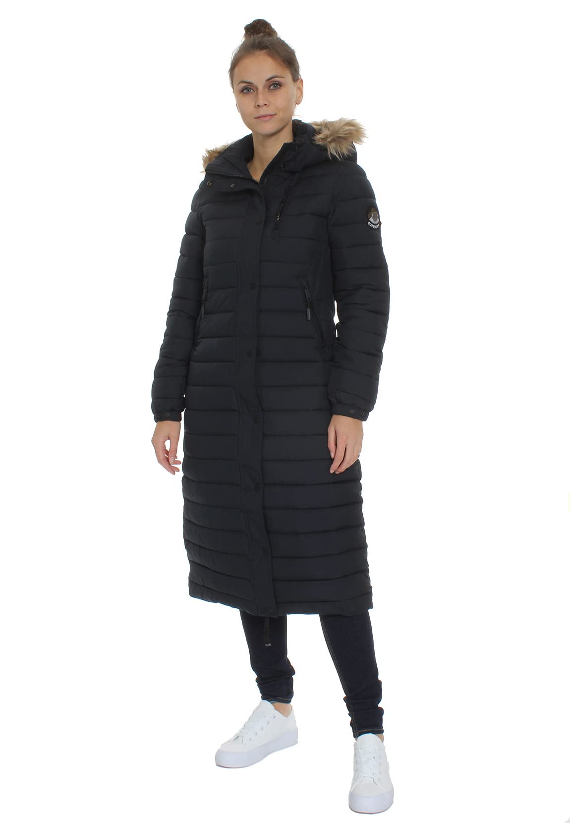 Superdry Women's Super Longline Fuji Coat - Slim Fit Waterproof Winter Jacket for Outdoor Activities & Travel | Fashionable & Warm Coat for Hiking, Skiing & Daily Wear