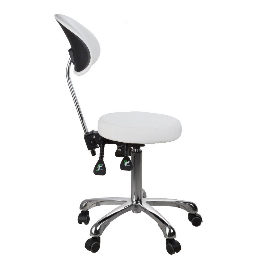 Silverfox 1025B Rolling Stool with Adjustable Backrest - Ergonomic Rolling Chair for Salon, Tattoo Studio & Home Office Use