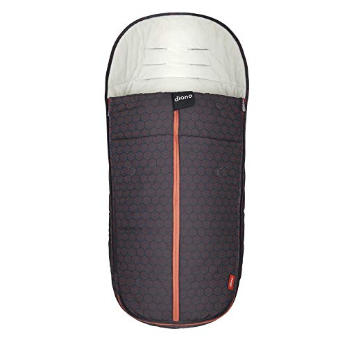 Diono All-Weather Universal Stroller Footmuff - Soft Padded Baby to Toddler Foot Warmer with Waterproof Lining (Charcoal Copper Hive) | Perfect for Winter Walks, Outdoor Adventures & Stroller Rides