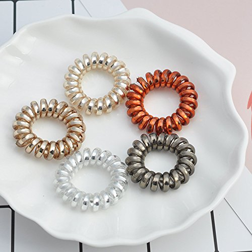 Spiral Hair Ties for Women - 12 Pack Coil Hair Bands, No Crease Phone Cord Hair Elastics for Girls & Ladies - Perfect for Workouts, Yoga, Running and Everyday Hairstyles