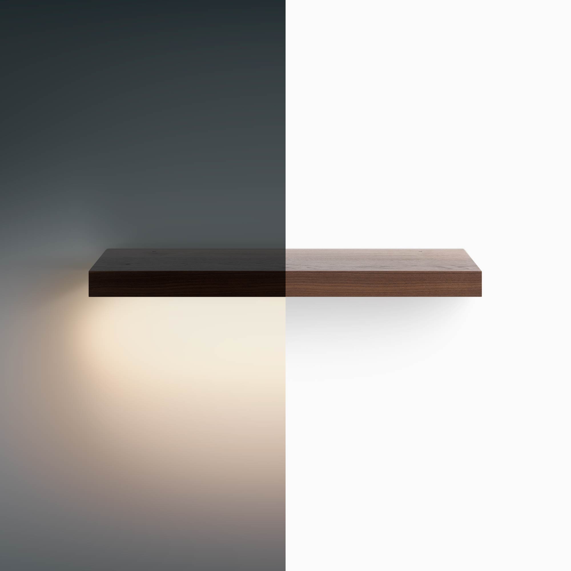 Aksel LED Floating Shelf - Modern Walnut Wood Wall Shelf with Built-in Lights for Living Room, Bedroom, or Office Decor