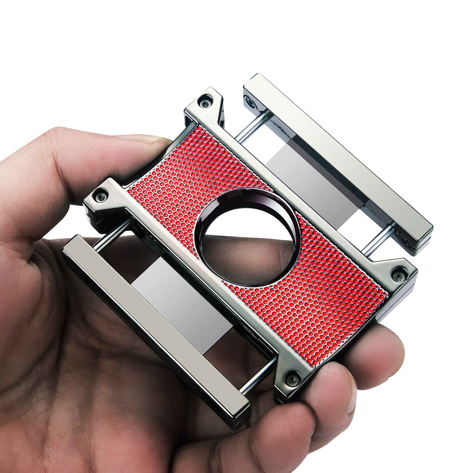 Premium Visol Ridge Cut Red Cigar Cutter - Sharp Stainless Steel Blade for Perfect Cuts | Ideal for Cigars, Cigarillos & Special Occasions