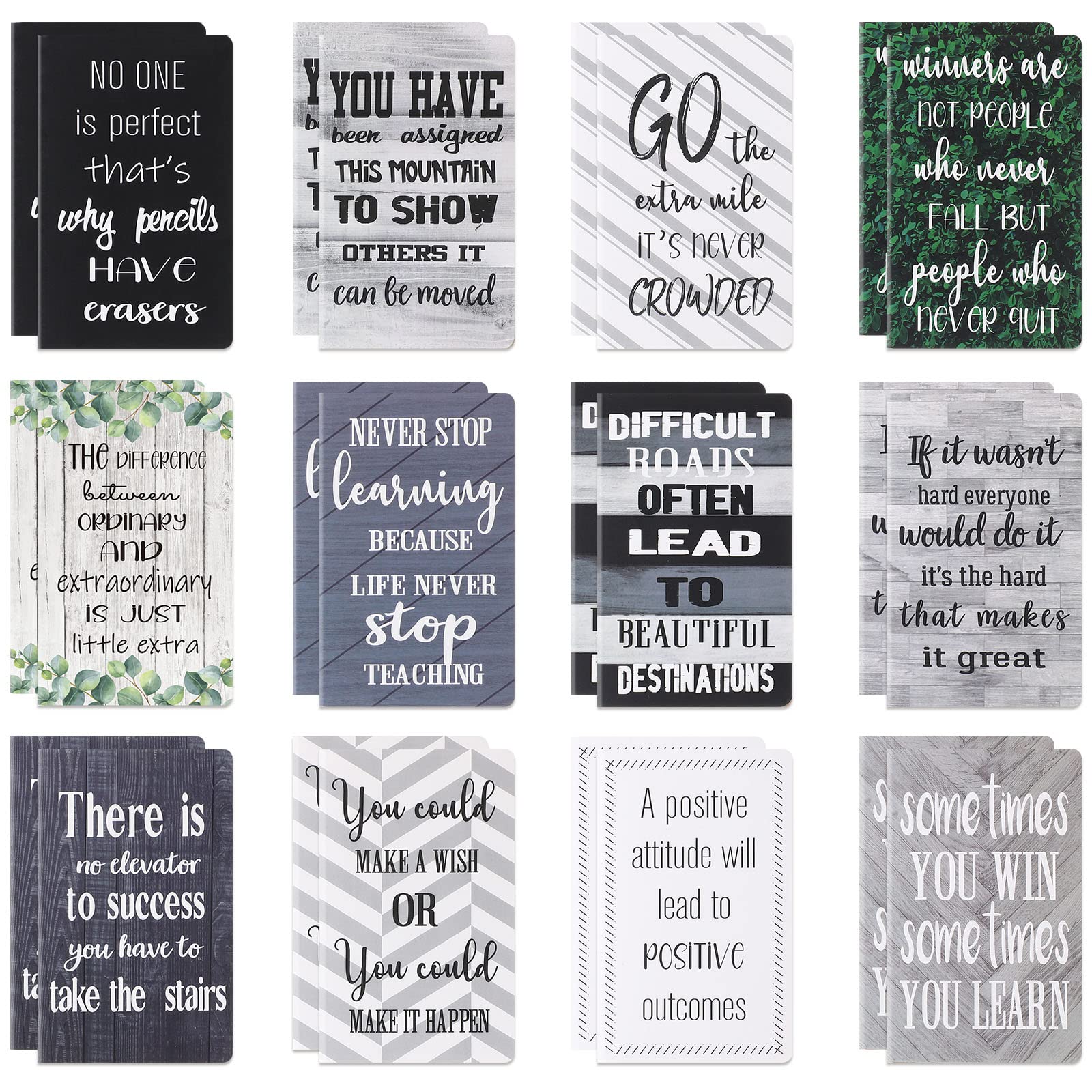 Outus 24-Pack Mini Motivational Notepads - Inspirational Pocket Notebooks for School, Office & Travel - 12 Vibrant Styles - Perfect for Daily Journaling, Goal Setting & Gift Giving