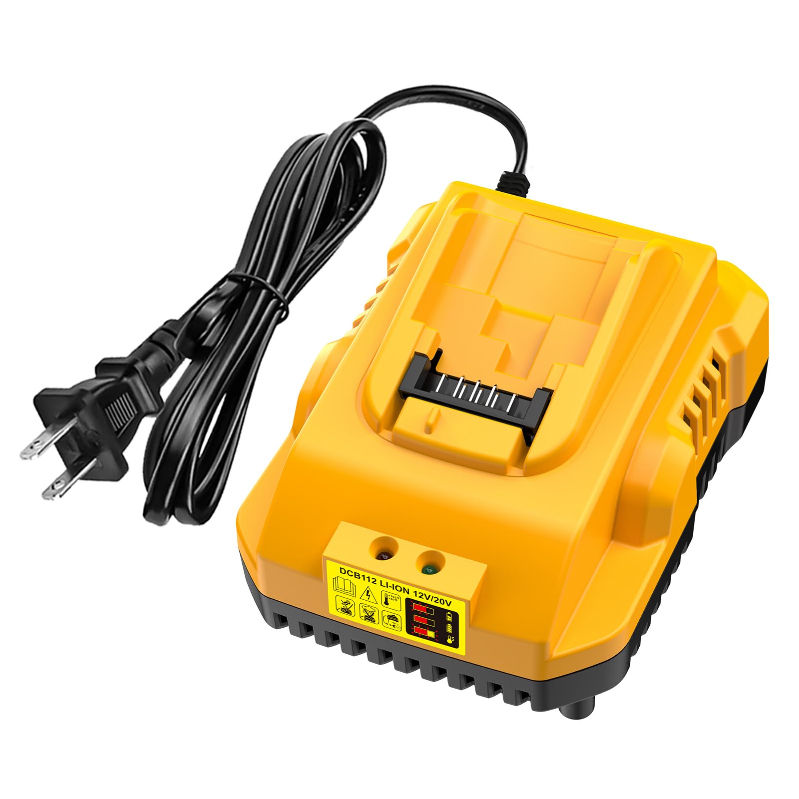 DCB112 20V MAX Battery Charger Replacement for Dewalt 20V/12V Batteries - Fast Charging Compatible with Dewalt DCB107 DCB101 DCB102 DCB115 - Perfect for Power Tools, Drills, Saws and Outdoor Equipment
