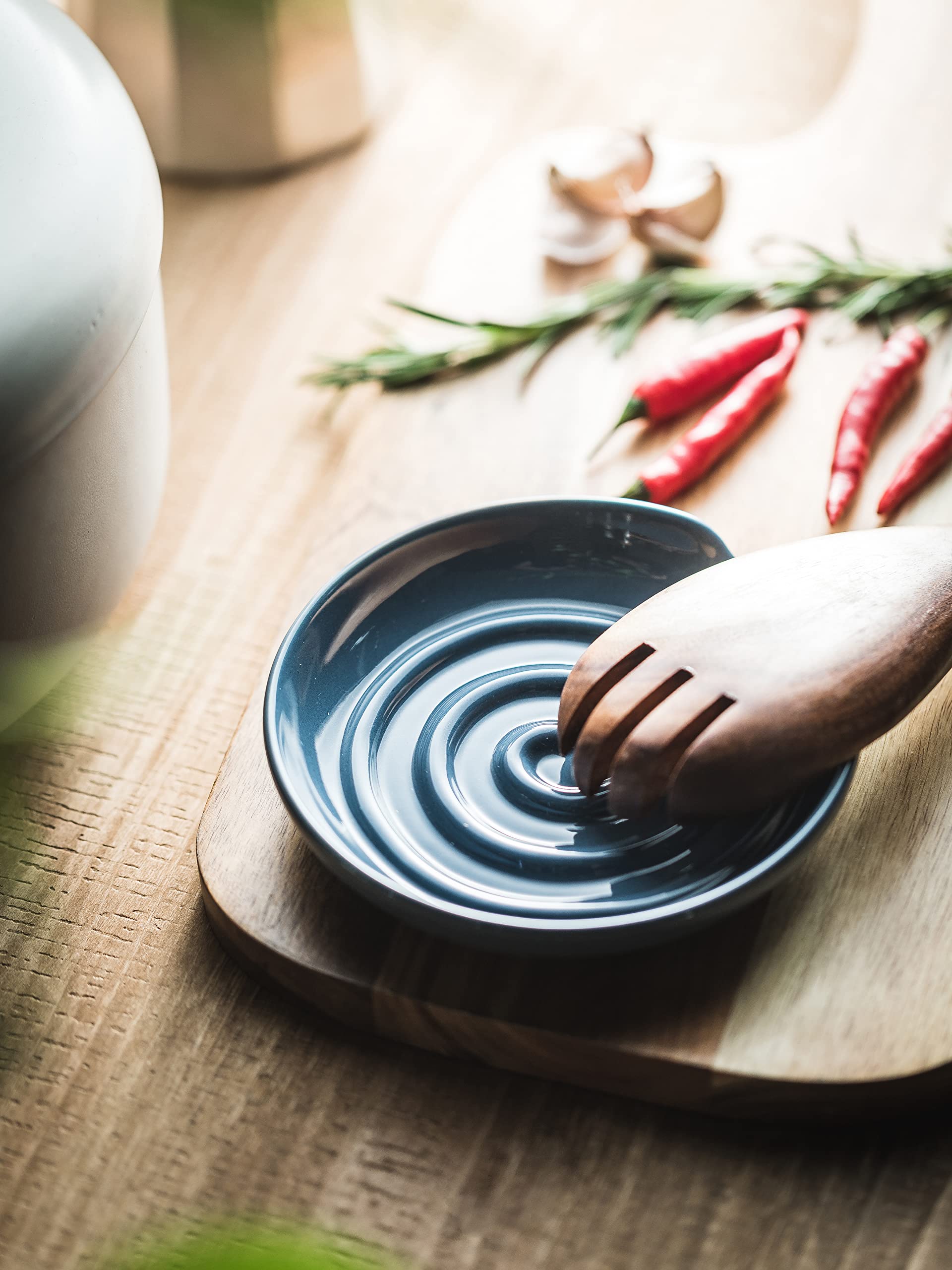 Ceramic Spoon Rest Holder for Kitchen Countertop - Dark Blue Stovetop Spoon Stand for Cooking, Coffee Bar & Dining Decor - Perfect for Stovetops, Countertops & Kitchen Organization