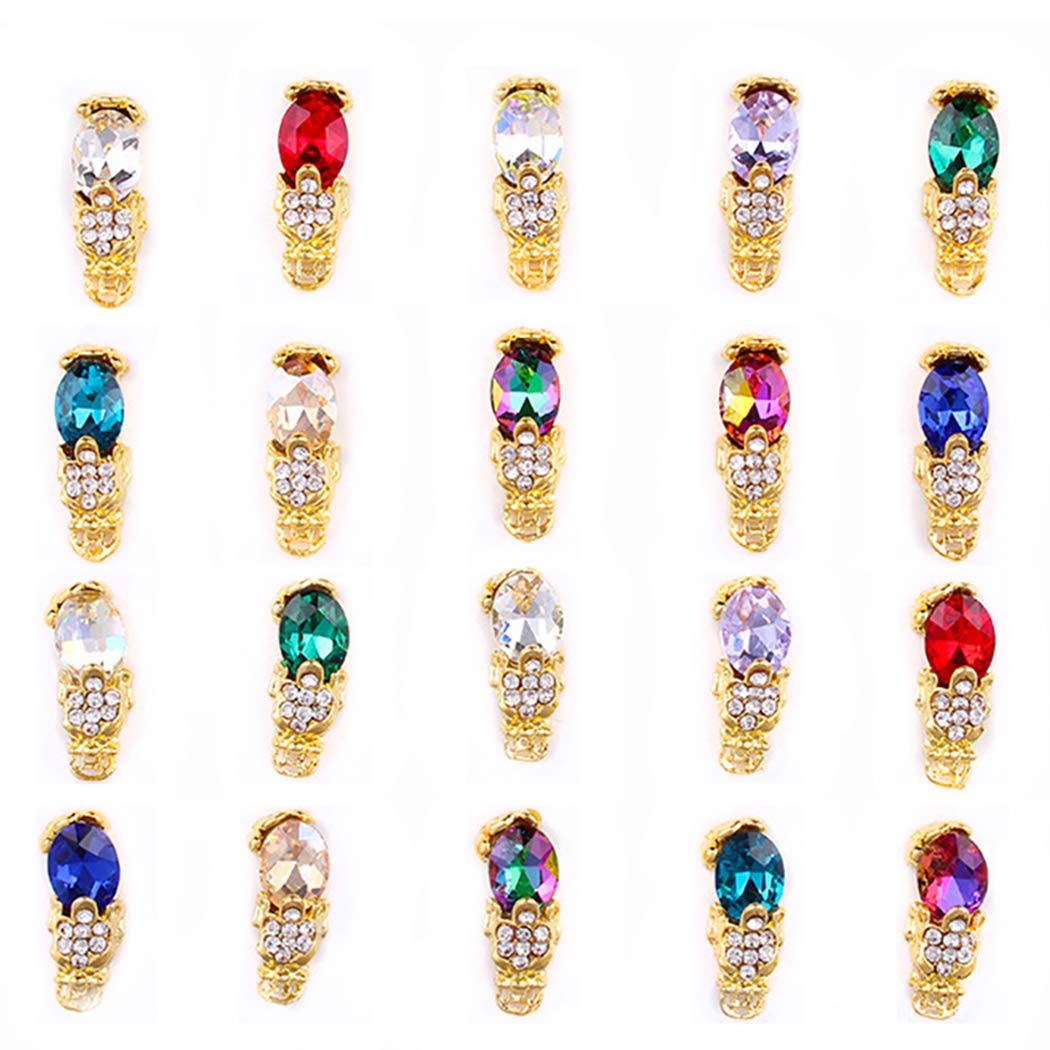 SOWUNO 20PCS Nail Charms Rhinestones for Nail Art - DIY Nail Decorations, Spring Festival Nail Accessories - Perfect for Manicures, Nail Salons & Home Nail Art Kits