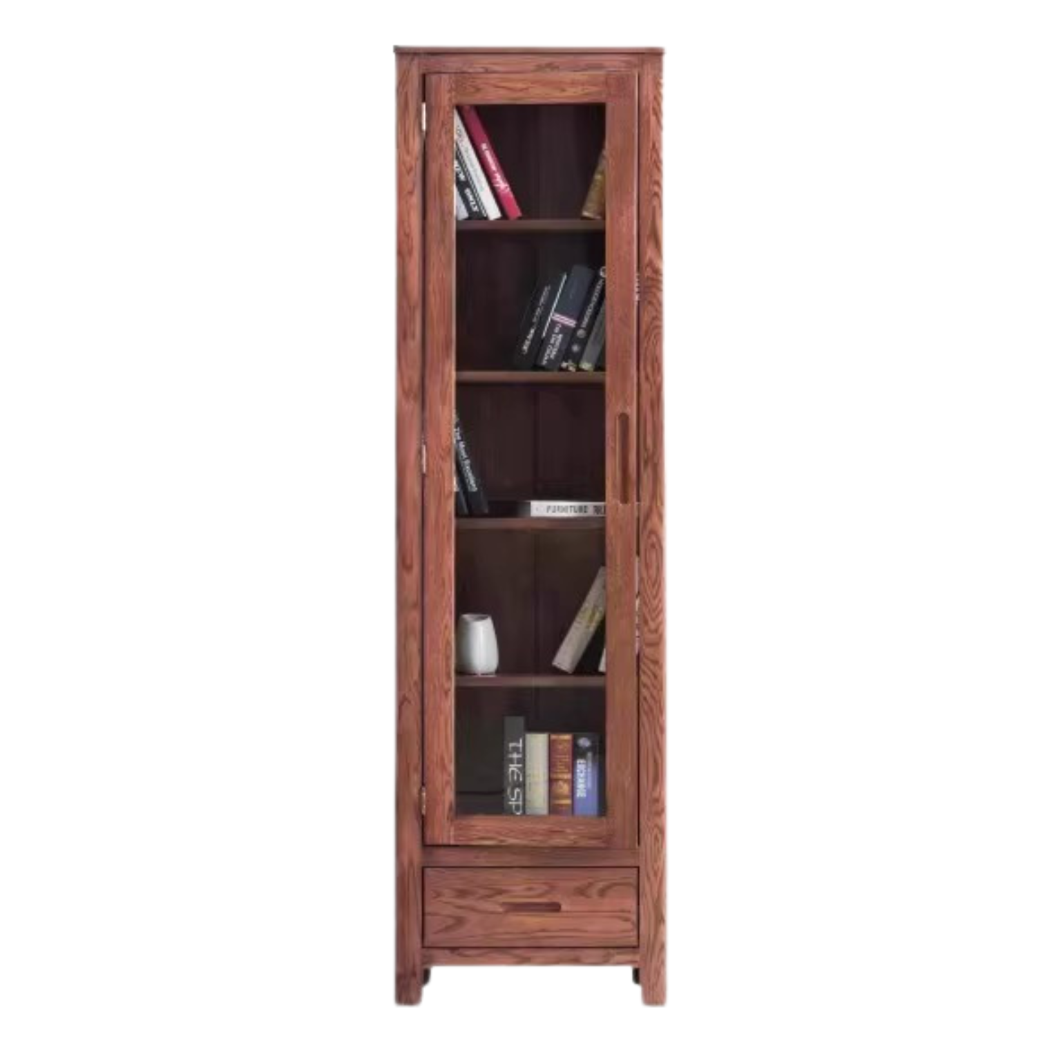 Solid Oak Wood Narrow Bookcase with Doors - Stylish Storage for Books, Decor & Small Spaces | Perfect for Living Room, Office or Bedroom Organization