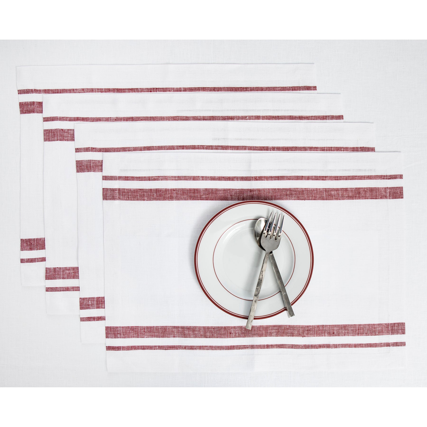 French Striped Placemats Set of 6 - Waterproof Woven Table Mats for Dining & Kitchen Decor - Perfect for Dinner Parties, Holiday Tablescapes & Home Styling