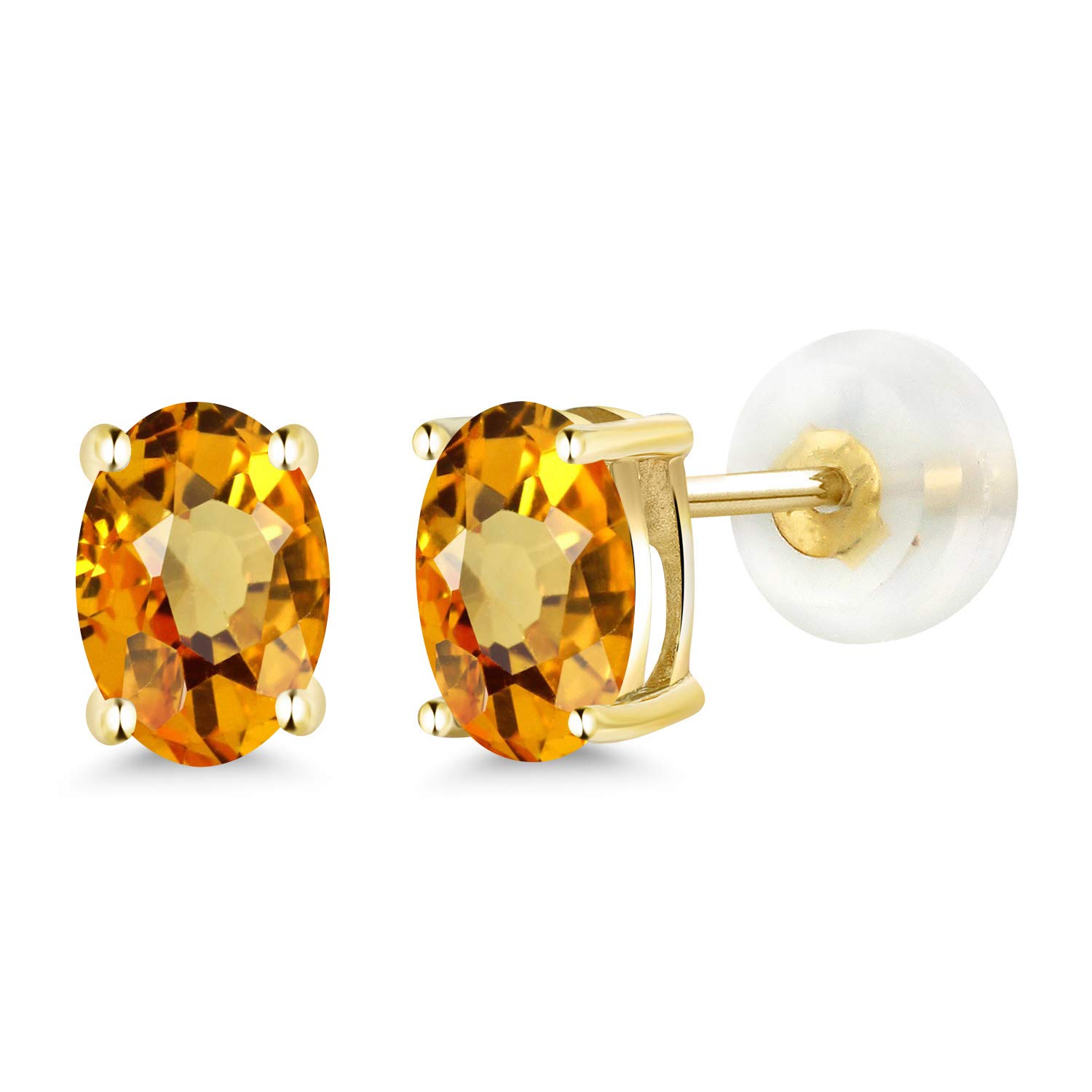 Gem Stone King 14K Gold Oval Birthstone Stud Earrings for Women & Men | 6x4mm Genuine Gemstone Jewelry | Perfect Gift for Mom, Wife, Her | Elegant Everyday Wear & Special Occasion Jewelry