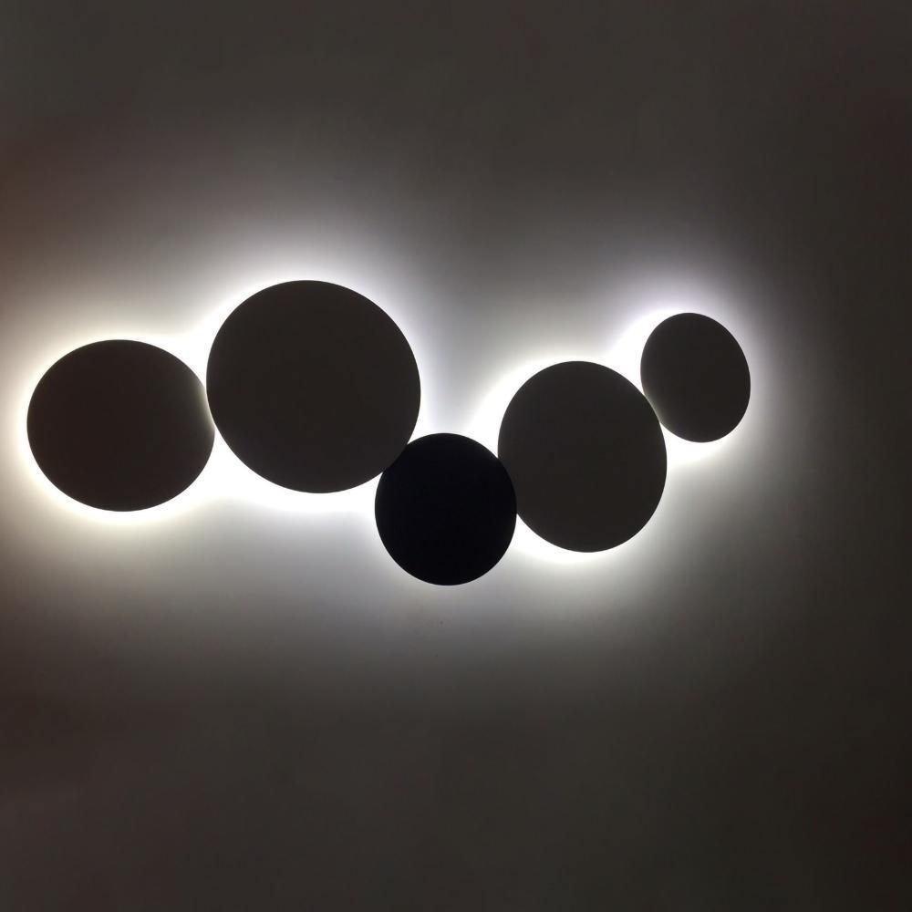 Modern Geometric Disc Wall Lamp - Sleek LED Sconce Lighting for Bedroom, Living Room & Hallway - Dimmable Ambient Light Fixture for Home Decor