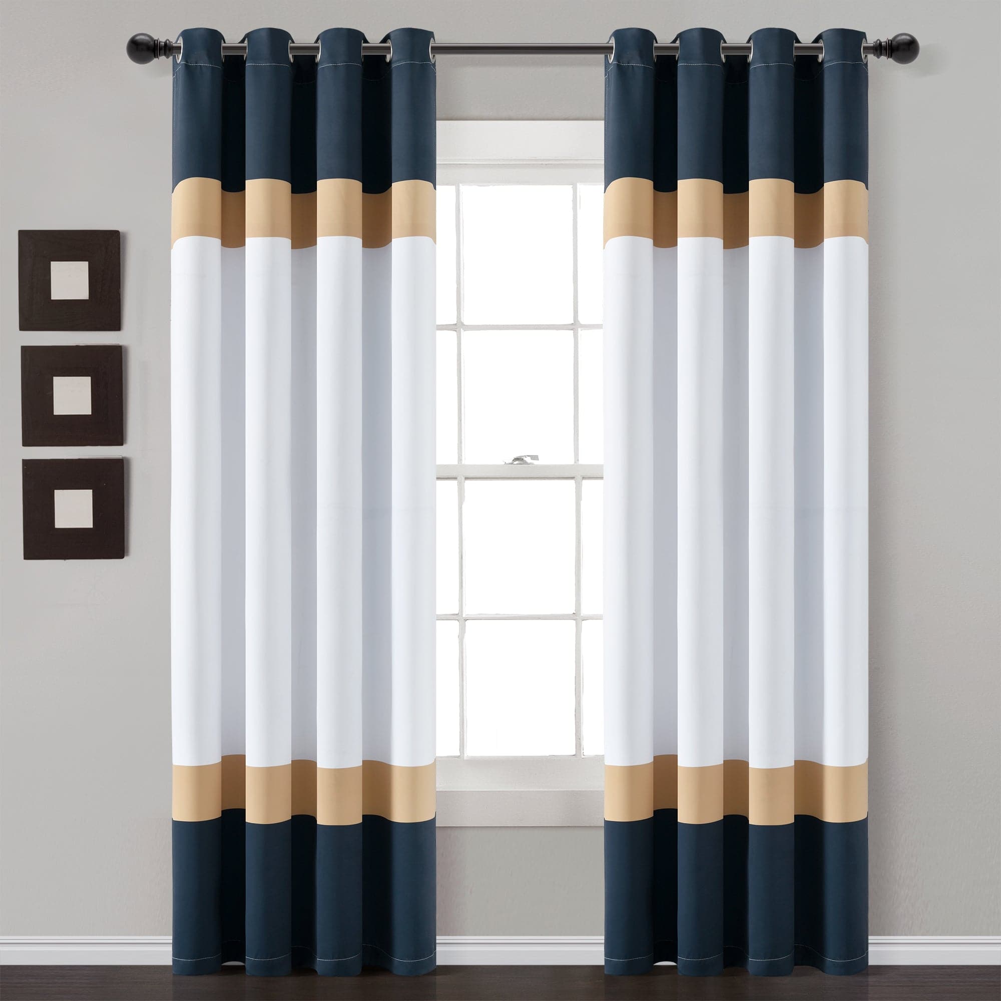 Alexander Color Block Light Filtering Window Curtain Panel Set - Blackout Room Darkening Drapes for Living Room & Bedroom - Modern Home Decor with UV Protection & Noise Reduction