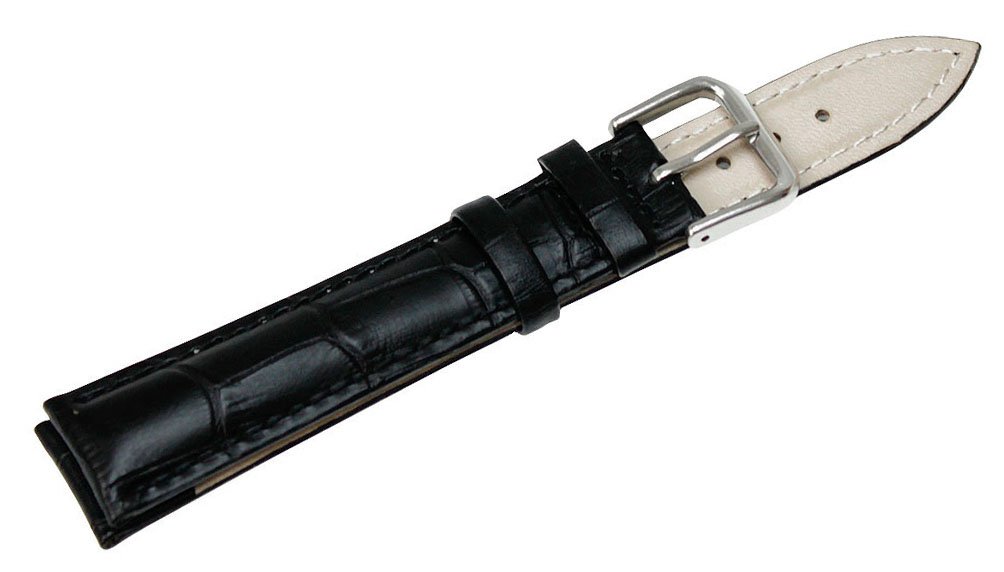 Leather Watch Band Strap - Black, Brown, Blue for Casual & Formal Wear