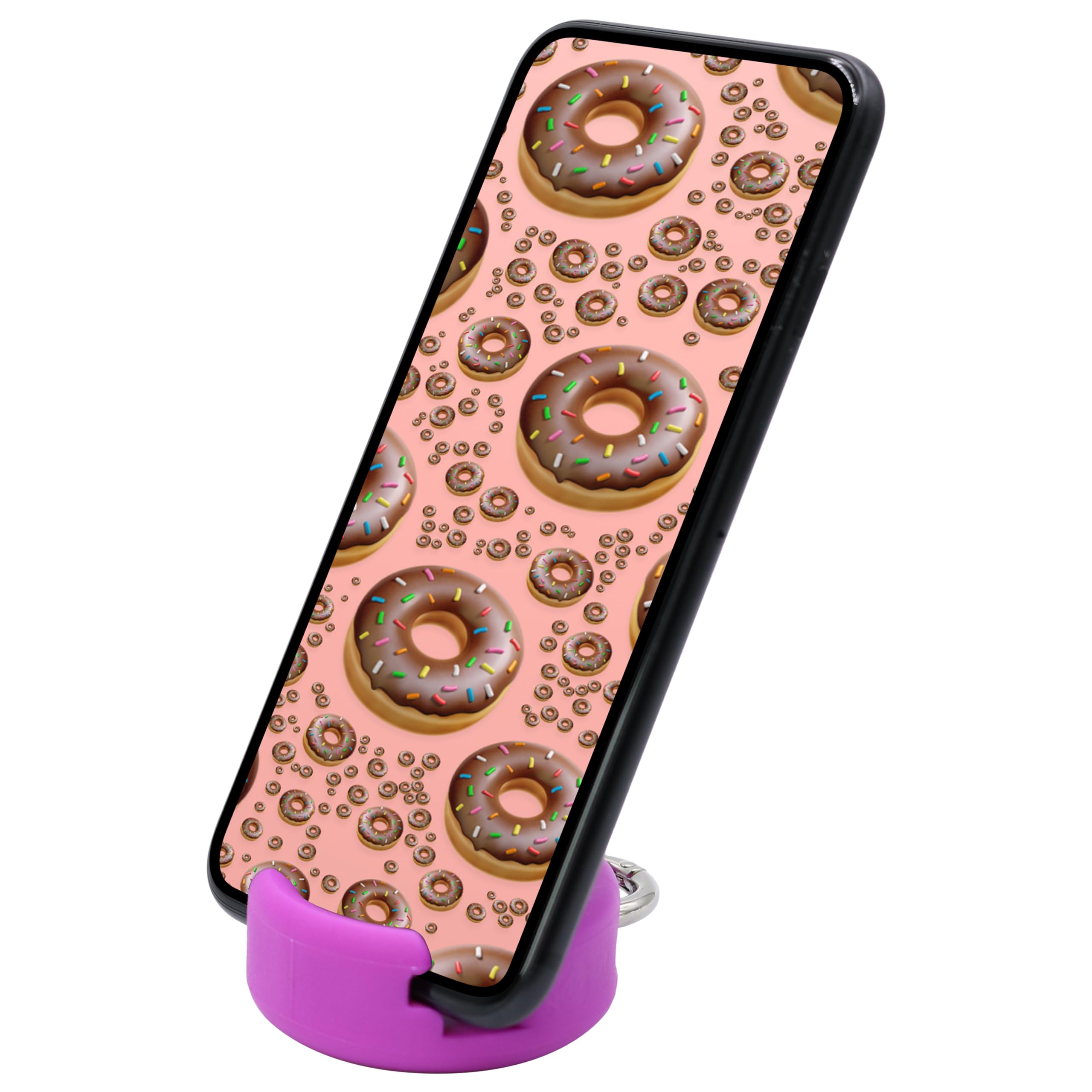 GoDonut Mini Portable Keychain Phone Stand - Universal Cell Phone Holder for iPhone, iPad Mini & Smartphones - Desk & Travel Accessory - Perfect for Office, Nightstand, Commute - Fuchsia Pink