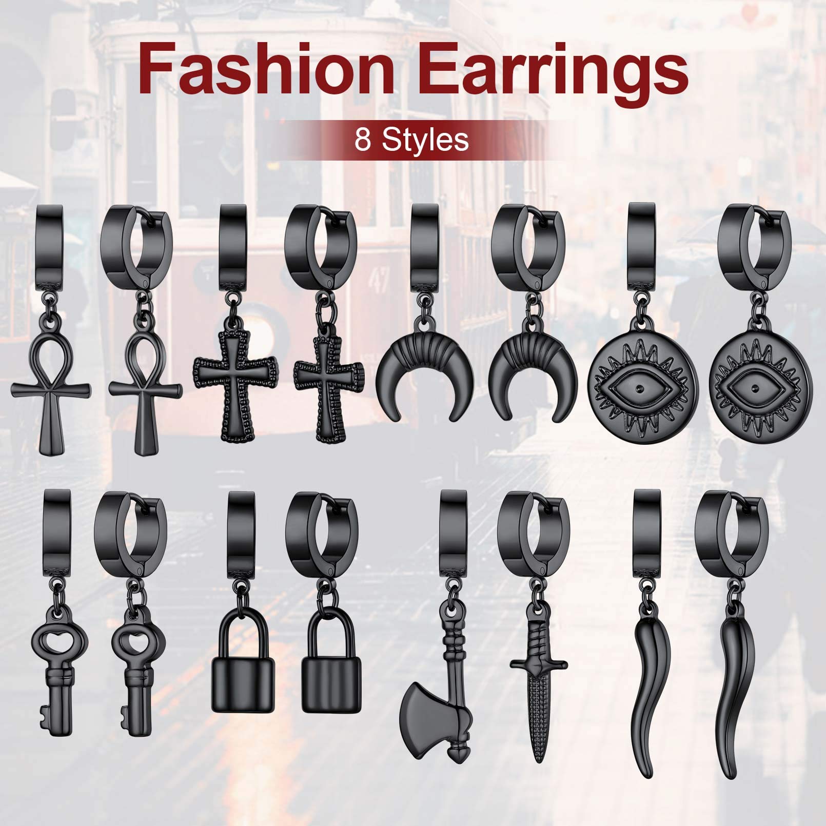 FaithHeart Women's Black Hoop Earrings - Stainless Steel Huggie Hoop Earrings for Women, Lightweight Drop Dangle Earrings with Gift Box - Perfect for Everyday Wear, Parties & Gifts