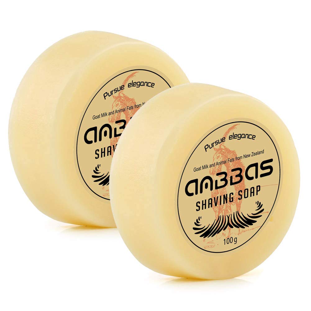 Anbbas Goat Milk Shaving Soap from New Zealand - 2 Pack (7 oz Each) - Traditional Wet Shave & Beard Care for Men - Perfect for Barber Shops & Home Grooming Routines