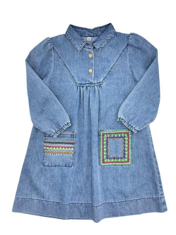 Zaloo Artist Pocket Dress - Blue Chambray Cotton Casual Summer Dress for Women | Perfect for Beach Outings, Date Nights & Brunch