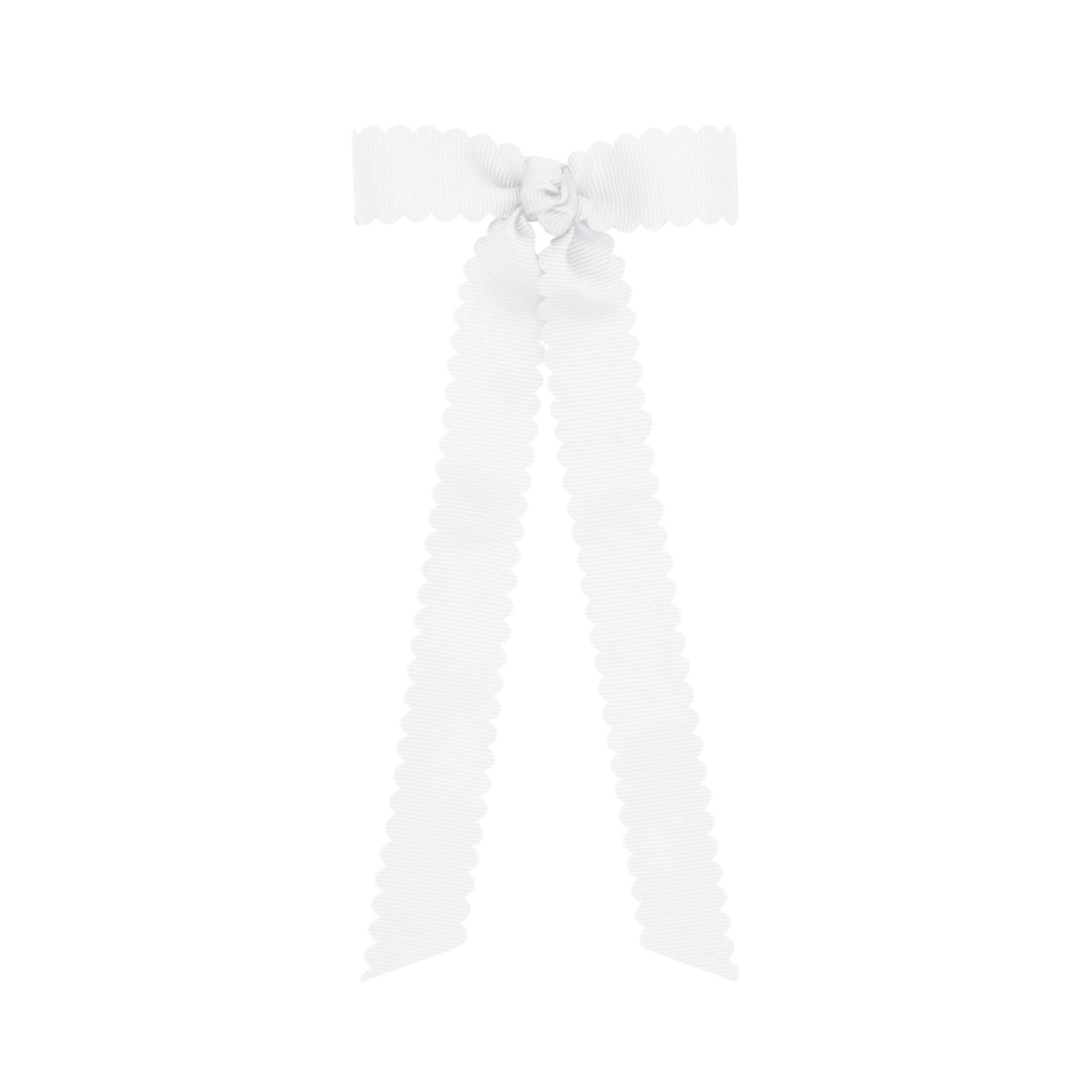 Wee Ones Girls Grosgrain Bow Tie with Streamer Tails & Scalloped Edge - Adorable Hair Accessory for Parties, Weddings & Special Occasions