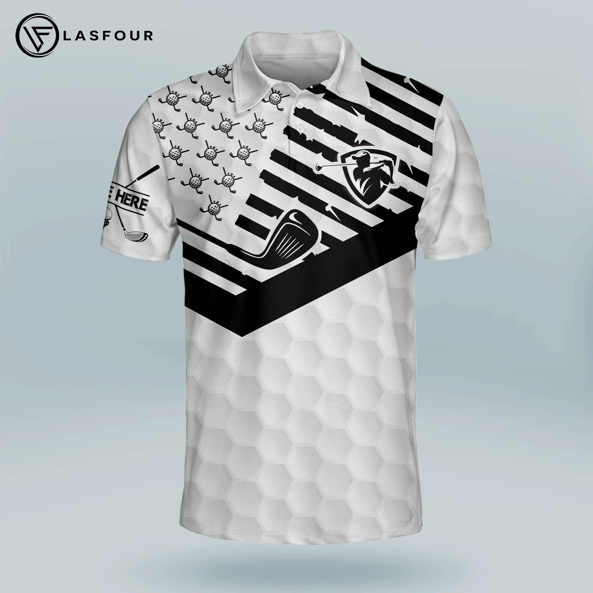 LASFOUR Personalized Funny Golf Shirts for Men - Moisture Wicking Dry Fit Short Sleeve Polo Shirt - Patriotic & Custom Golf Apparel - Perfect for Golf Tournaments, Casual Wear & Father's Day Gifts