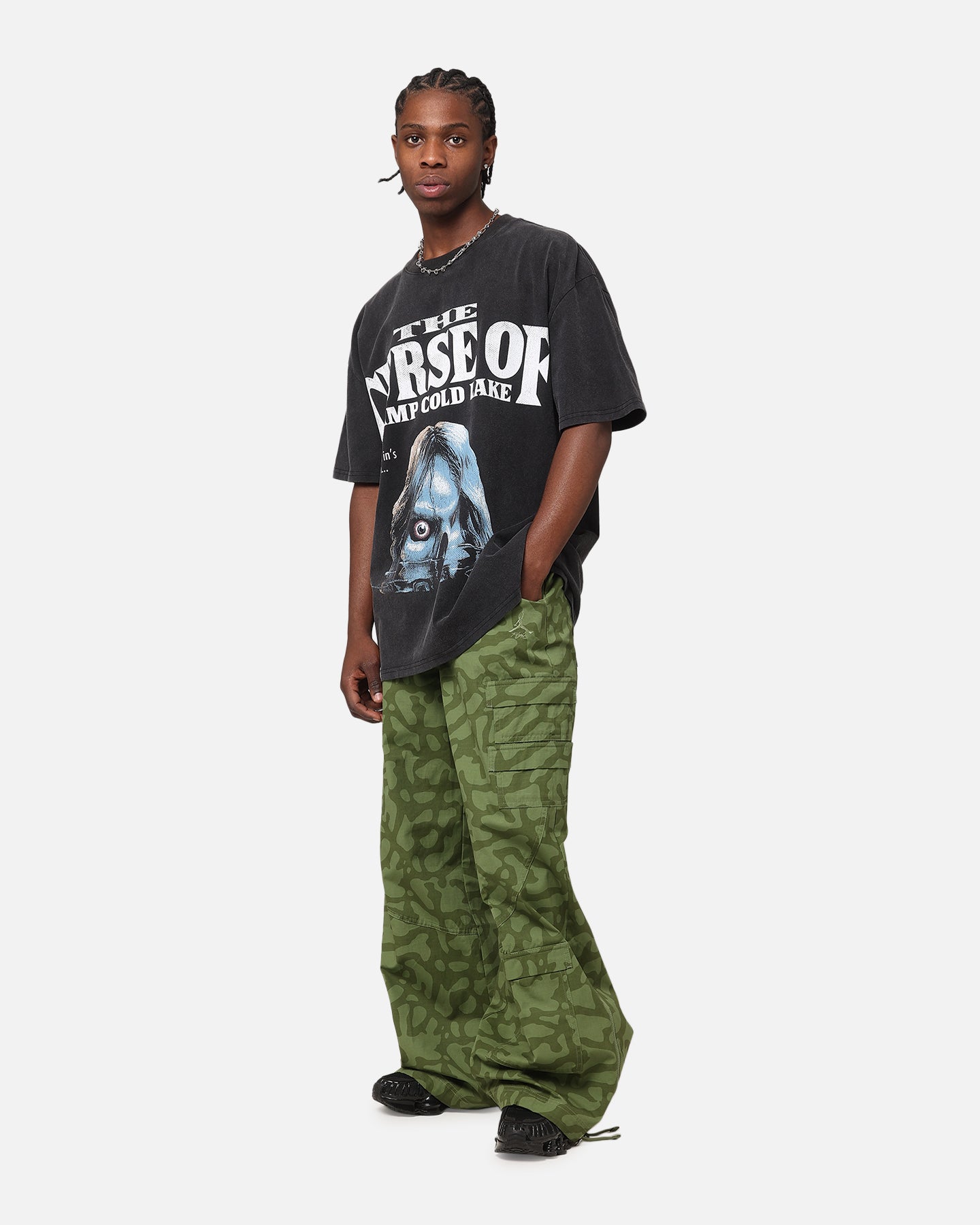 Vintage American Thrift X Goosebumps Cold Lake Heavy Cotton T-Shirt - Black Retro Graphic Tee for Casual Wear & Street Style