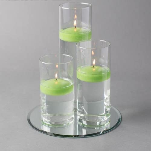 Eastland 48-Piece Round Mirror and Cylinder Vases Centerpiece Set with Richland Floating Candles (12