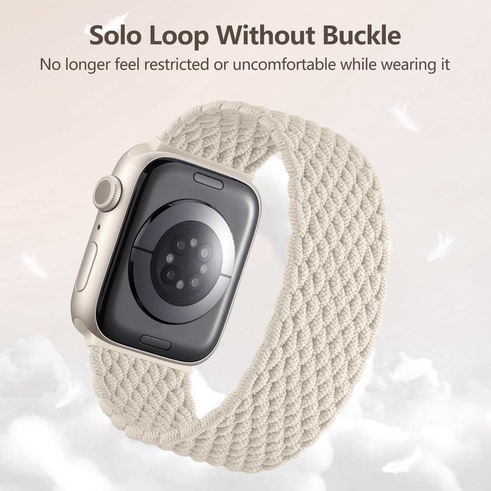 Braided Solo Loop Strap Compatible with Apple Watch 41mm 40mm 38mm - Adjustable Stretchy Elastic Sport Band for iWatch Series 9/8/7/6/5/4/3/2/1/SE/Ultra - Comfortable Breathable Wristband for Men & Women - Perfect for Workouts, Running & Everyday Wear